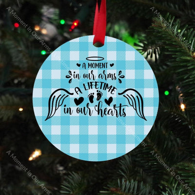 A Moment In Our Arms A Lifetime Hearts (Blue) Christmas Ornament