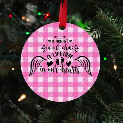 A Moment In Our Arms A Lifetime Hearts (Pink) Christmas Ornament
