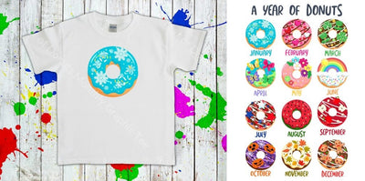 A Year Of Donuts Monthly Graphic Tee Graphic Tee