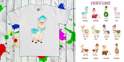 A Year Of Llamas Monthly Graphic Tee Graphic Tee
