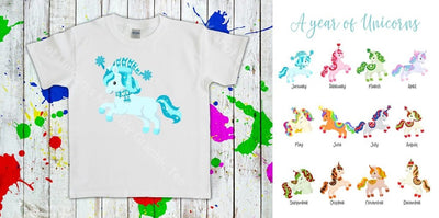 A Year Of Unicorns Monthly Graphic Tee Graphic Tee