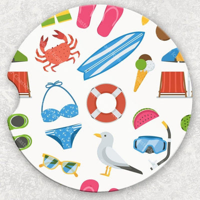 Car Coaster Set - Beach Icons