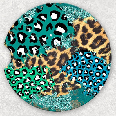 Car Coaster Set - Cheetah Leopard Pattern