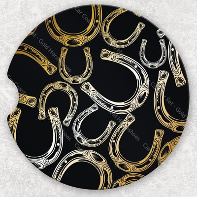 Car Coaster Set - Gold Horseshoes
