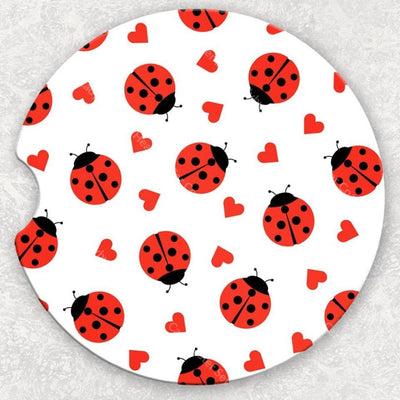 Car Coaster Set - Ladybugs And Hearts