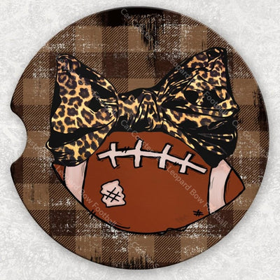 Car Coaster Set - Leopard Bow Football