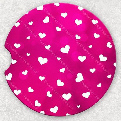 Car Coaster Set - Pink Hearts