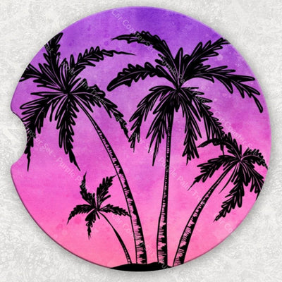Car Coaster Set - Purple Palm Trees