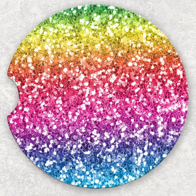 Car Coaster Set - Rainbow Glitter
