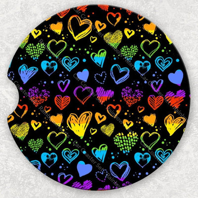 Car Coaster Set - Rainbow Hearts