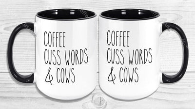 Coffee Cuss Words And Cows Mug