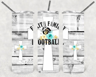 Faith Family Football 20 Oz Skinny Tumbler