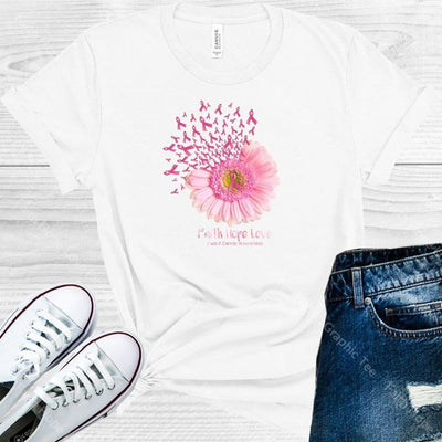 Faith Hope Love Pink Ribbon Graphic Tee Graphic Tee