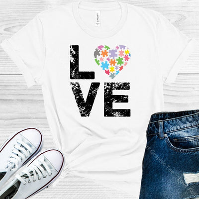 Love Autism Awareness Heart Graphic Tee Graphic Tee